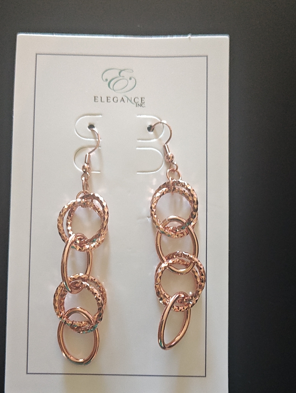 14th & Union Rose Gold Textured Linked Circle Drop Earrings